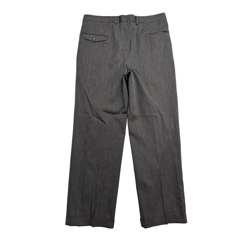 vtg Y2K Jos A Bank 34x30 Charcoal Dress Pants Trousers Pleated Cuffed Wool - Picture 8 of 8